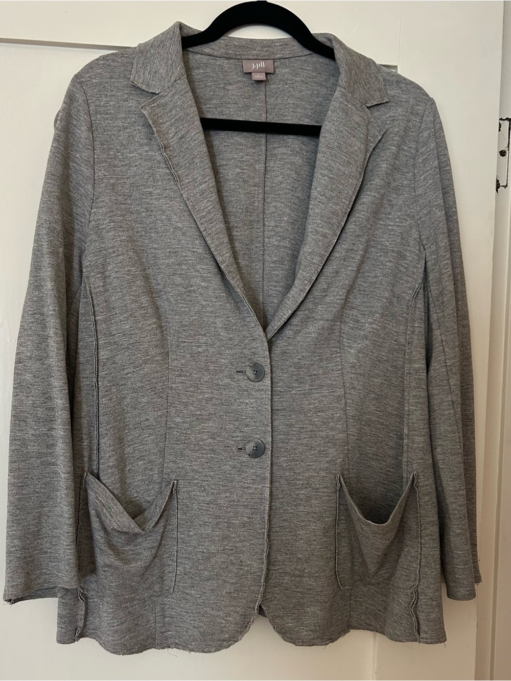 J. Jill Gray Knit Boyfriend Blazer / Size L